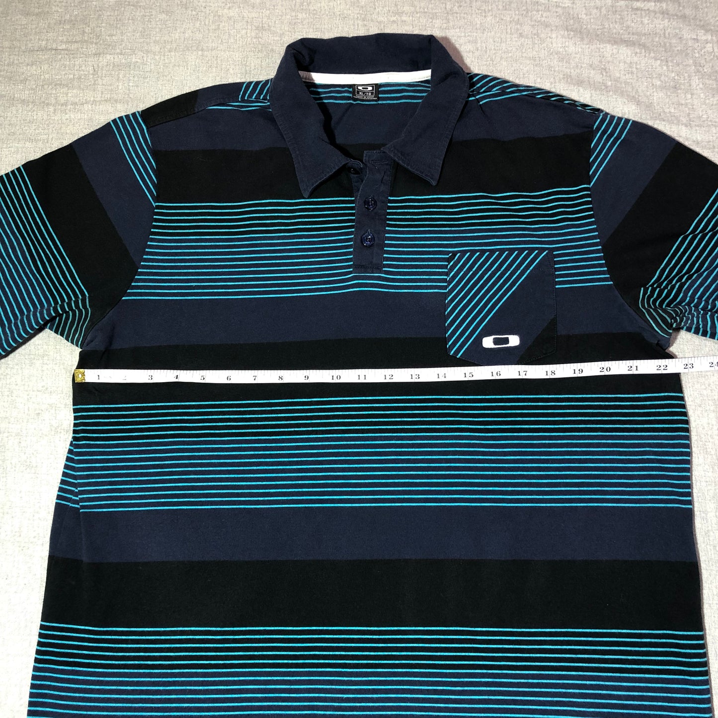 Oakley Polo Shirt Mens XL Striped Short Sleeve Knit Cotton Embroidered Logo Golf