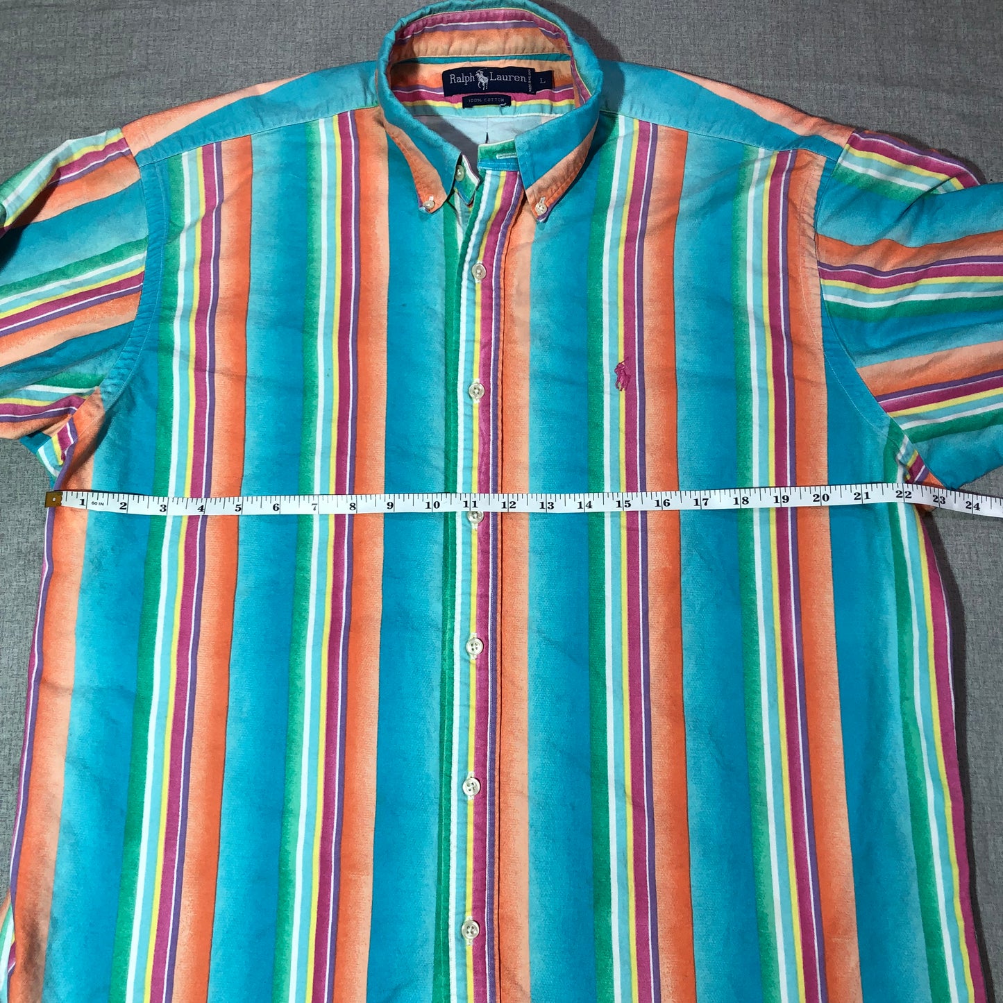 Ralph Lauren Shirt Mens Large Long Sleeve Button Down Vertical Stripes Colorful
