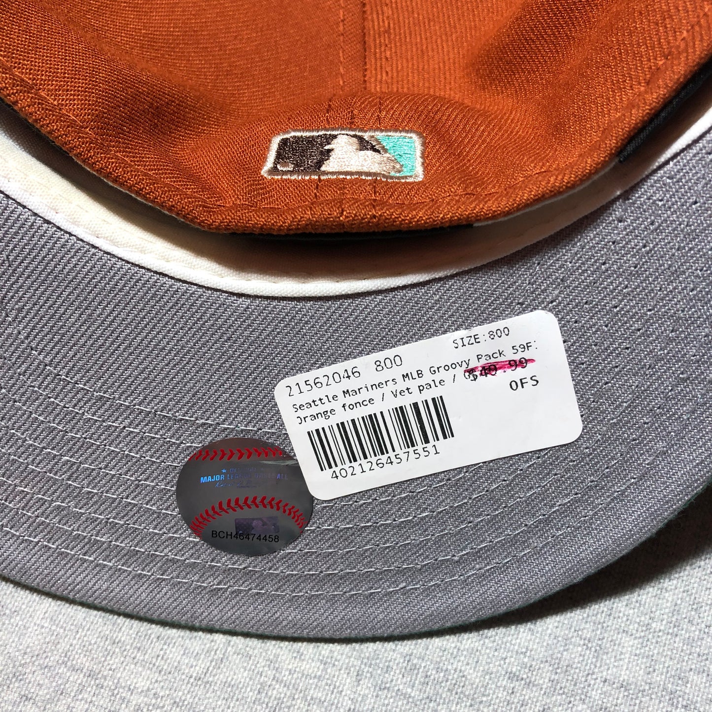 Seattle Mariners Hat MLB Groovy 59FIFTY Size 8 Lids Burnt Orange All Star Patch NEW