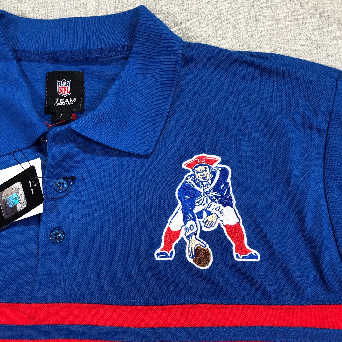 New England Patriots Polo Shirt Embroidered Retro NFL Team Apparel PREOWNED