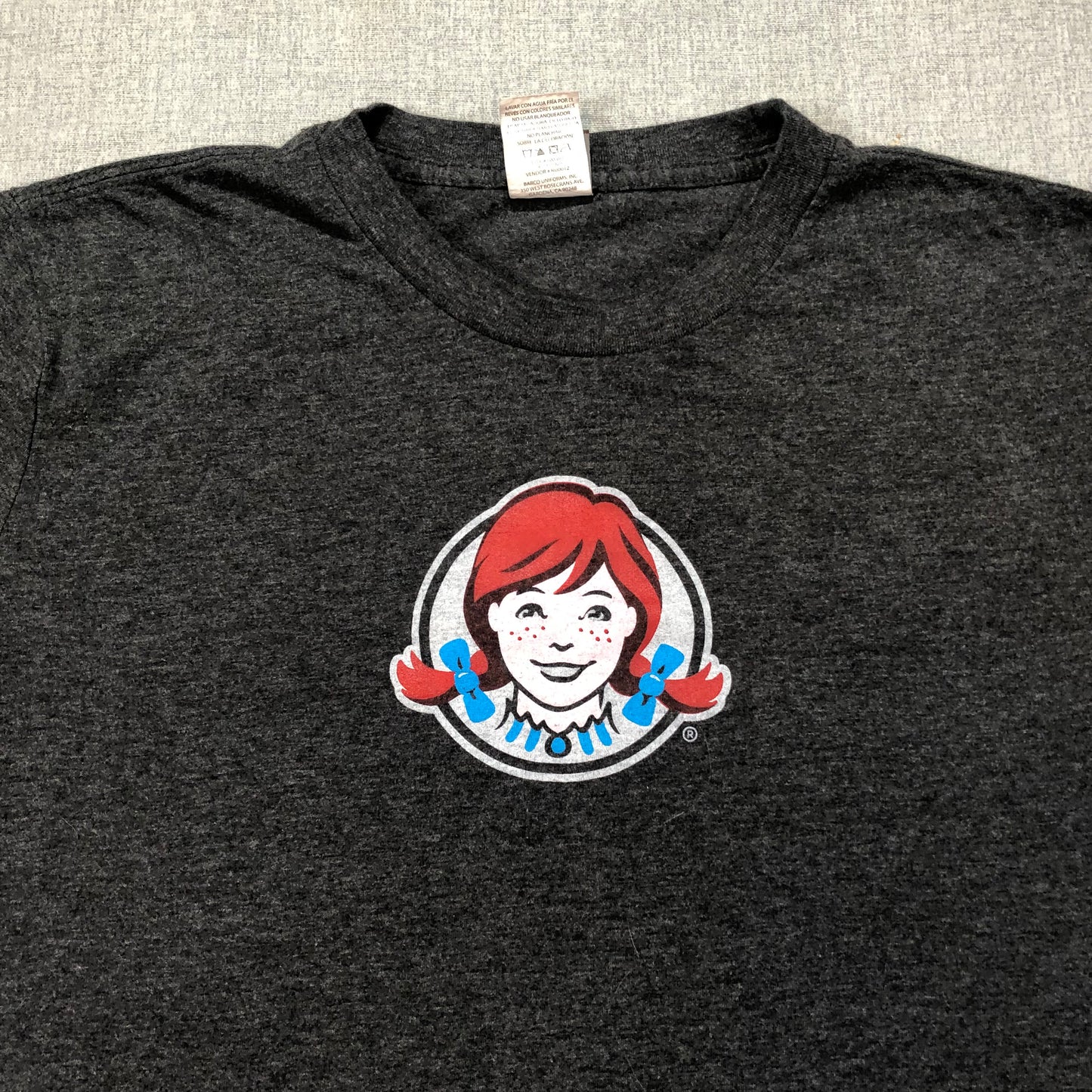 Wendy's Baconator T-Shirt Adult M Gray Never Too Much Bacon Promo PREOWNED