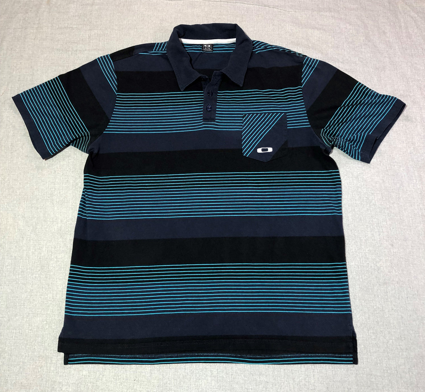 Oakley Polo Shirt Mens XL Striped Short Sleeve Knit Cotton Embroidered Logo Golf